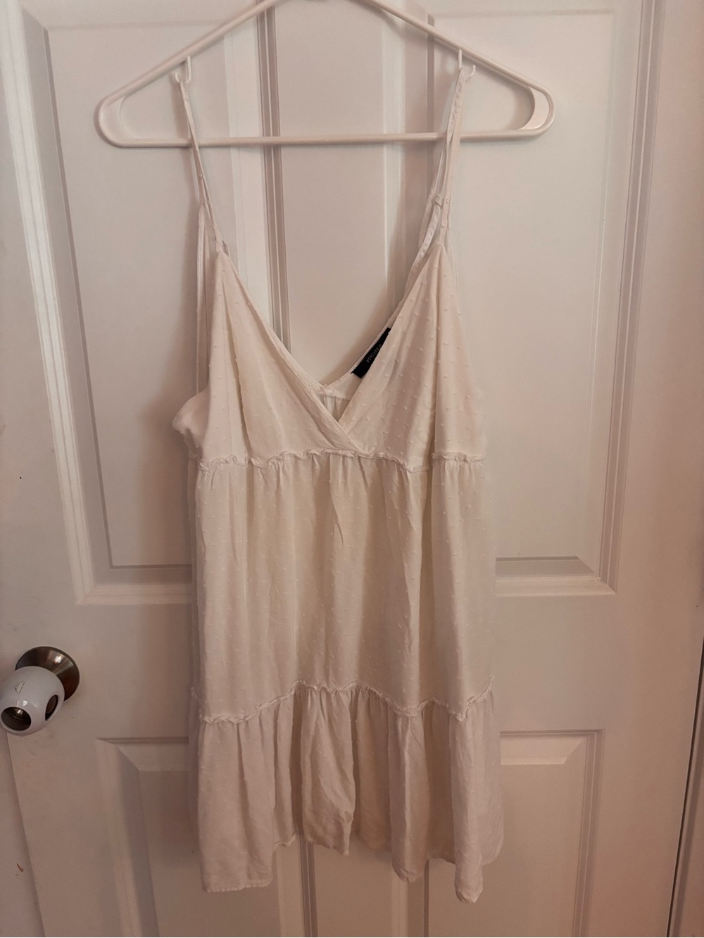 Forever 21 White Swiss Dot V-Neck Sundresd